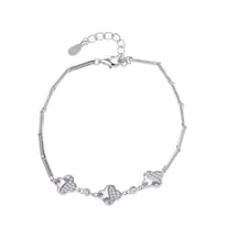 Yonca Model Zirkon Taşlı 925 Ayar Gümüş İthal Kadın Bileklik