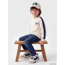 LC Waikiki Lcw Kids Bej Bisiklet Yaka Baskılı Erkek Çocuk Kalın Sweatshirt Lıght Beıge