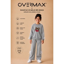 Overmax Kız Çocuk Şerit Ve Fiyonk Detaylı Leopar Cherry Baskılı Eşofman Takımı 3-12 Yaş Gri - 930382060 Gri