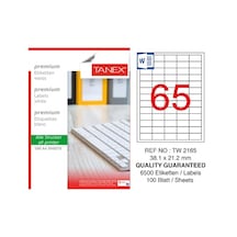 Tanex Tw-2165 - 38.1 X 21.2 MM Laser Etiket 100 Adet