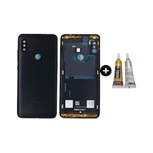 Redmi Note 6 Pro Uyumlu Full Kasa Arka Pil Kapağı Siyah + B7000 Çok Renkli
