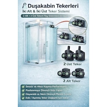 Duşakabin Tekerlek Seti 4 Adet 2 Üst + 2 Alt 2x2 Sistem Uyumlu Kayar Cam Kapı Ray Tekerleri, Evrensel Yedek Parça, Sessiz Ve Akıcı Kayma Performansı, Paslanmaya Dayanıklı Açık Siyah