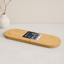 Oval Bambu Ahşap Sunum Tepsisi 15x44x1.5 Cm 1 Cm Ayaklı Çok Renkli