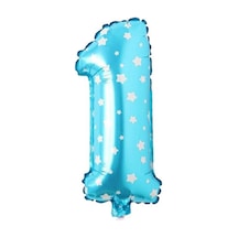 1 Rakamlı 16 Inç Mavi Yıldızlı Folyo Balon 36 Cm 6