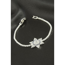 Yıldız - 530 - Zirkon Taşlı Çocuk Bileklik 16 Cm - Csmo-tex - Gümüş Rengi
