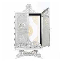 Kabe Kapısı Desenli Gümüş Kur'an-ı Kerim Kutusu Gümüş