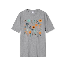 Medinenur Çiçek Baskılı Unisex Tshirt Gri