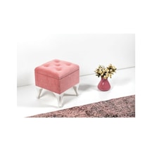 Lüks Sandıklı Tabure Puf Pembe