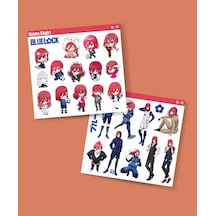 Parlak Kağıt -2li Hyoma Chigiri-bluelock-parlak Kağıt -2li Sticker Set-telefon Süsleme Blue Lock Kırmızı