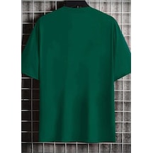 Kozia Outdoors Dikey Baskılı O Yaka Oversize Unisex Basic T-shirt Yeşil