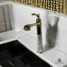 İsaoğlu Yapı Gold Çanak Lavabo Bataryası Vintage Çanak Armatür Gold Batarya Gold