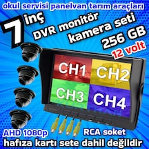 4 Adet 150 Derece Ultra Mini Ahd 1080p Metal Kasa Kamera 7 İnç Dvr Monitör Seti 12 Volt 256 Gb