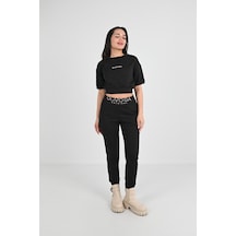 Koza Butik Kadın Kısa Kollu Yazı Baskılı Eşofman Takımı 3763-23 001