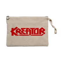 Kreator Logo Red Krem Clutch Astarlı Cüzdan / El Çantası Krem