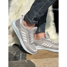 Günlük Erkek Sneaker Fileli Bağcıklı Rahat Esnek Dikiş Detaylı Yürüyüş Spor Ayakkabı 1453 Buz - Beyaz