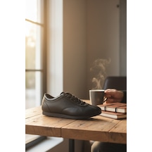 Enoch Erkek Günlük Spor Ayakkabı İnce Tabanlı Sneaker Minimalist Logolu Ofis Ve Rahat Yürüyüş Modeli Siyah