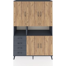 Hyperion Dolap 7 Raflı 4 Çekmeceli 5 Kapaklı 132x44x195 Antrasit-çam/antrasit Atlas Çam/antrasıt