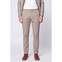 Comfort Fit Beli Lastikli Esnek Keten Bej Pantolon P 1221