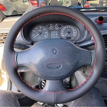 Dikişli Direksiyon Kılıfı Siyah Deri Kırmızı Dikişli Ren.a.ult Clio Renkli