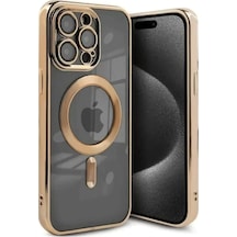 Newface Apple iPhone Uyumlu 15 Pro Kılıf Kross Magneticsafe Kapak - Gold Altın Diğer