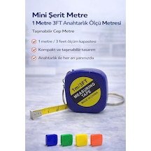 Mini Şerit Metre 1 Metre 3ft Anahtarlık Ölçü Metresi Taşınabilir Cep Metre 1 Adet 10 Metre