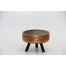 Bonsai Saksısı Arkaik Motif Ayaklı - El Yapımı Bakır Beton Saksı