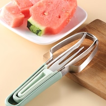 Cbtx 3'ü 1 Arada Karpuz Aletleri Paslanmaz Çelik Karpuz Popsicle Kesici Meyve Dilimleme Soyucu Bıçak Çatal Bej