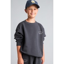 Defacto Bisiklet Yaka Efekt Nakışlı Sweatshirt Erkek Çocuk H9683a826wnar31 Antrasit-ar31