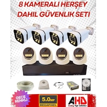 4 İç 4 Dış 8 Kameralı Gece Renkli Sesli 5 Mp 500 Gb Hdd Dahil Ahd Güvenlik Kamera Seti - St58500sw