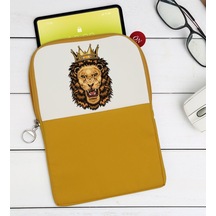 Bk Gift Aslan Tasarımlı Taşınabilir Koruyucu Tablet Kılıfı & Organizer Çanta - Sarı-1