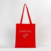 Evanescence Logo Ve Yazı Kırmızı Gabardin Bez Çanta