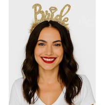 Lvsqvr Altın Renk Bekarlığa Veda İtalik Yazı Alyanslı Bride Taç