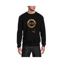 Guns N Roses Logo Metal Rock Baskılı Siyah Erkek Sweatshirt (528937447)