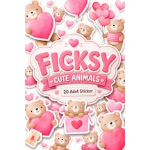 Sevimli Ayıcık Teddy Bear Aşk, Kalp, Sevgililer Günü Temalı Sticker Seti - 20 Adet Etiket Çıkartma Diğer
