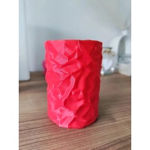 Bezos 3d Baskı Buruşuk Kağıt Görünümlü Kalemlik Modern Masaüstü Organizer Dokulu Kalem Tutucu 10 Cm - Kırmızı Bzoshb