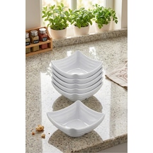 6 Adet Kırılmaz Melamin Kare Mini Sosluk Ve Çerezlik 10 Cm - Beyaz Beyaz