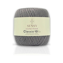 Sensy Classic 10 Tığ İpi 100% Merserize Pamuk Örgü İpi, Dantel İpi, Giza Mısır Pamuğu Gri