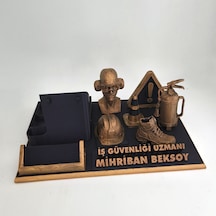 Kişiye Özel İş Güvenliği Uzmanı Masa İsimliği Ve Kartvizitlik Gold - Siyah