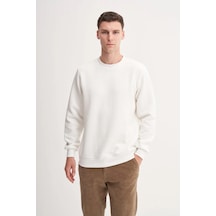 Cazador 53395 Erkek Bisiklet Yaka Sweatshirt Ekru