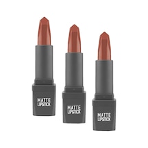 Yoğun Renk Veren Uzun Süre Kalıcı Nemlendirici Kadifemsi Mat Ruj - Lipstick 406 Soft Terracott 3 Paketi Abanoz