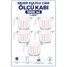 Beher Kulplu Cam 1000 Ml - Ölçü Kabı 5 Adet