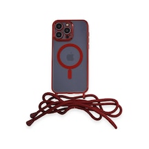 Apple İphone 13 Pro Kılıf Divo Lazer Askılı Magsafe Kapak - Kırmızı