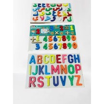 Ahşap Bultak 3'ü Bir Arada Set Alfabe-işlemler-arapça Eğitici Puzzle Yapboz