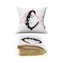 Ç Harfi Baskılı Kişiye Özel Dekoratif Yastık + Opsiyonel Battaniye