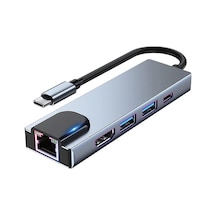 Type C Hub 5 In 1 Type-C To 4K Hdmı + 2X Usb 3.0 + Type-C + Lan