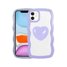 Subutu Apple Uyumlu iPhone 11 Renkli Kalp Figürlü Sbt Ponçik Kılıf-mor Mor