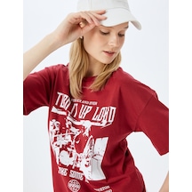 Koton Slogan Baskılı Bisiklet Yaka Kısa Kollu Rahat Kalıp Tişört Bordo 5sal10106ık Bordo