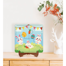 Bk Toys Çocuklar İçin 2 Si 1 Arada Eğitici-öğretici Ahşap 4 Parça Yapboz Puzzle Çerçeve Model 64