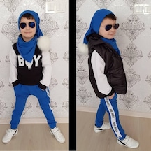 Erkek Çocuk Yelek Kombinli Ponpon Set