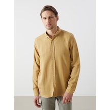 Lcw Vision Sarı Slim Fit Uzun Kollu Armürlü Erkek Gömlek